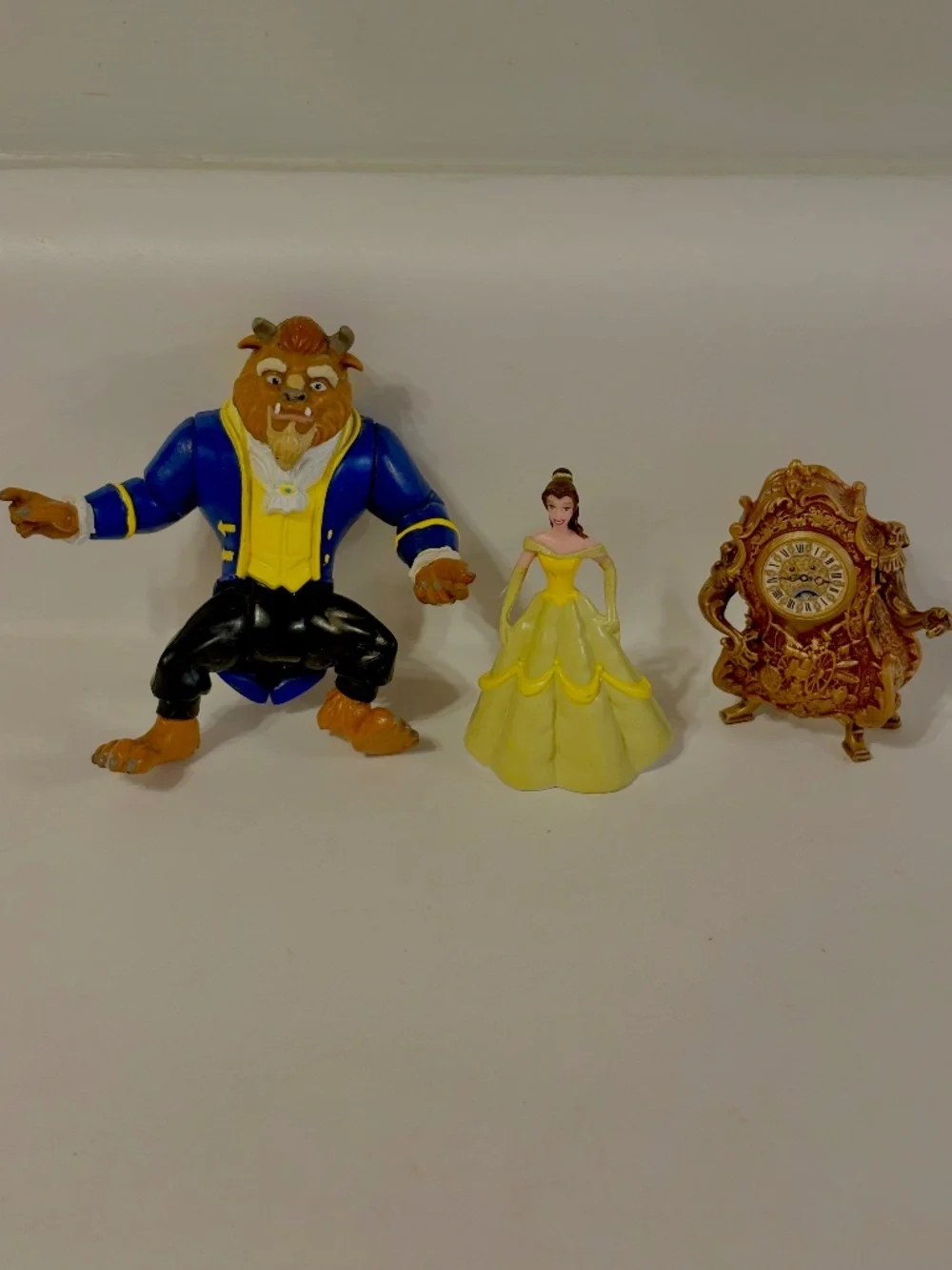 Disney Beauty and the Beast Set of 3 Figures Cale Toppers Belle Beast Cogsworth
